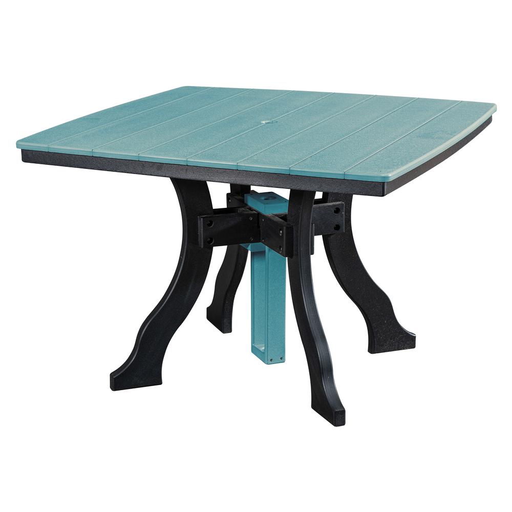 Fice Piece Square Dining Height Dining Set in Aruba Blue with a Black Base