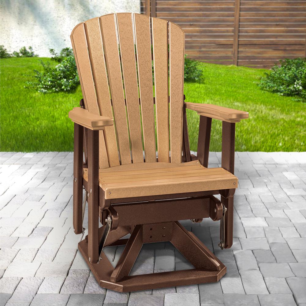 Fan Back Swivel Glider in Cedar and Tudor Brown