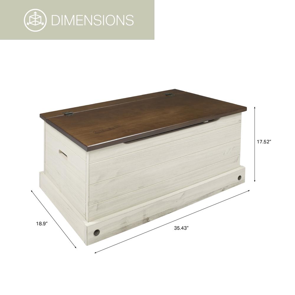 Model CADB440 Cottage Series Wood Storage Trunk in Distressed White