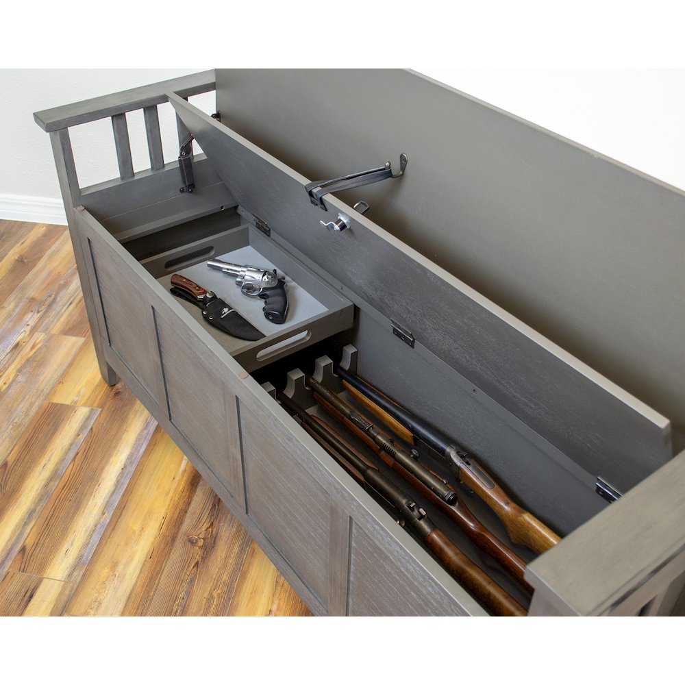American Furniture Classics Model 508 Entryway Gun Concealment Bench Grey
