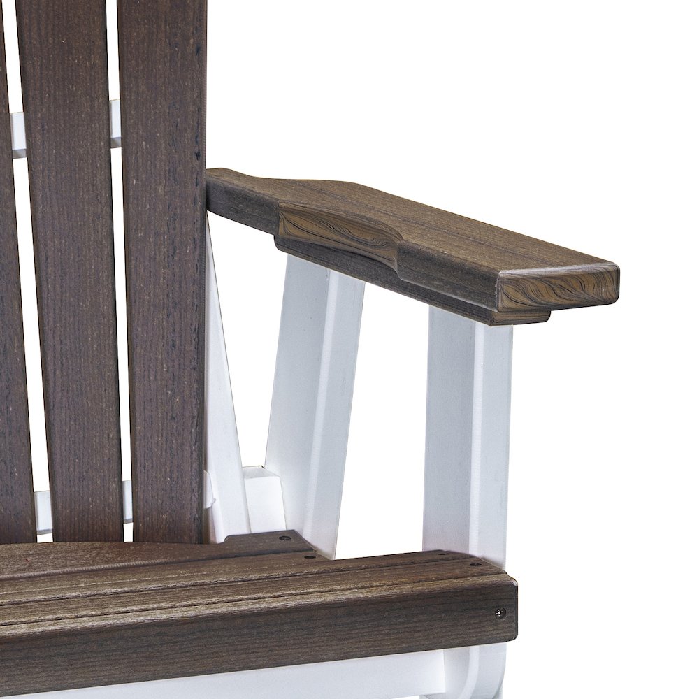 Fan Back Glider in Brazilian Walnut Woodgrain with a White Base