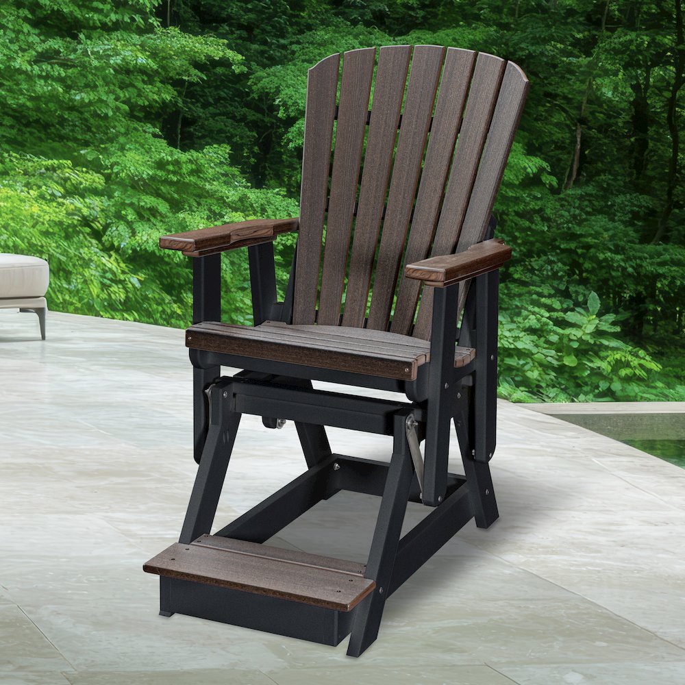 Fan Back Balcony Glider in Brazilian Walnut on a Black Base