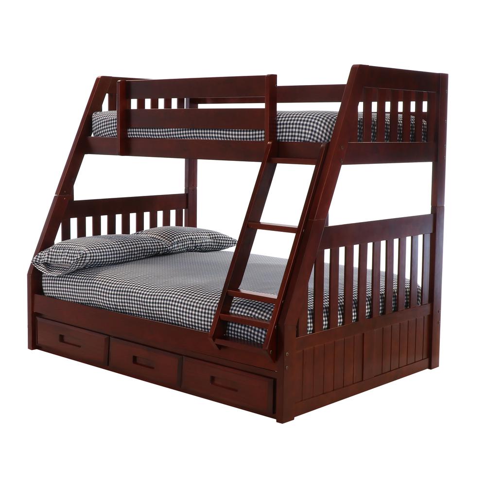 Mission Twin over Full Bunk Bed with Three Drawers