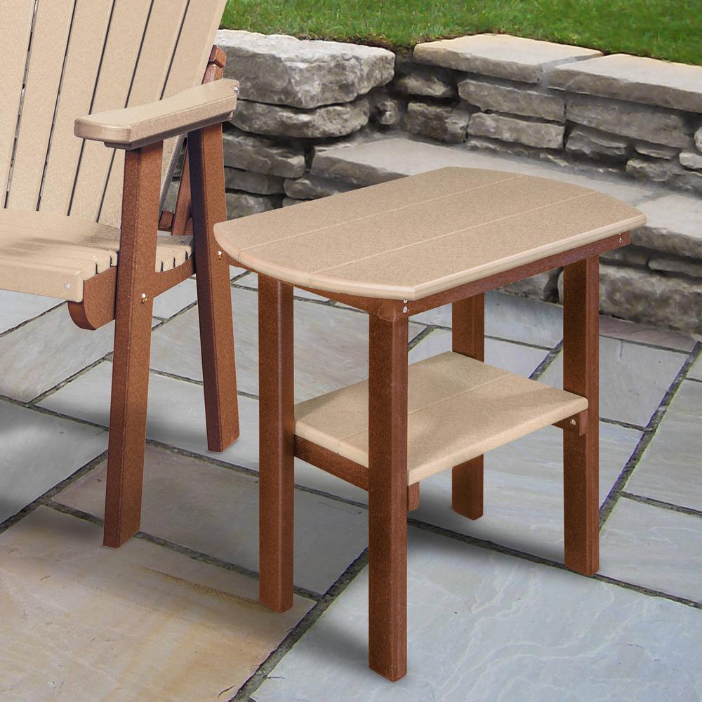 OS Home and Office Model 525WWTB Oval End Table in Weatherwood with a Tudor Brown Base
