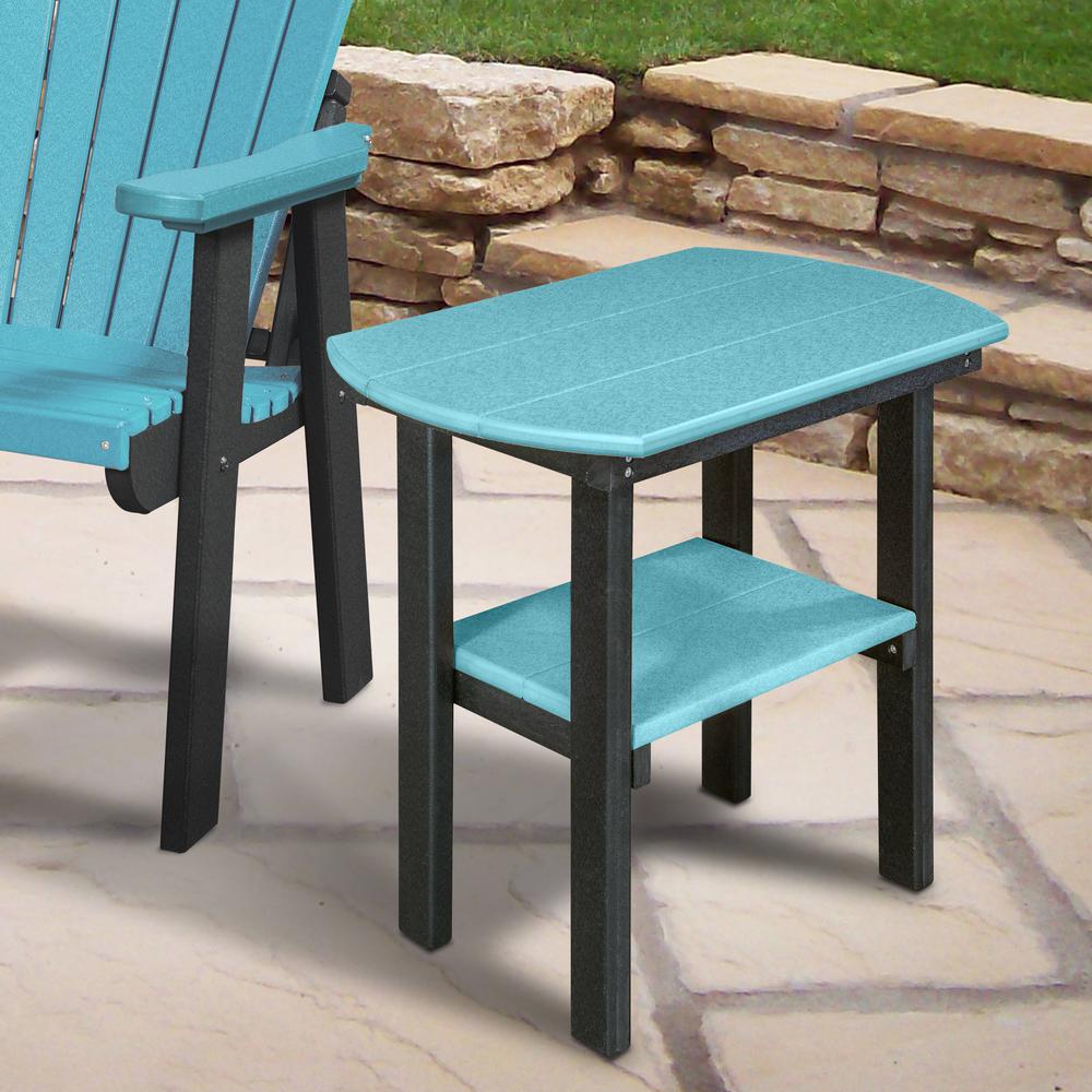 OS Home and Office Model 525ARB Oval End Table in Aruba Blue with a Black Base