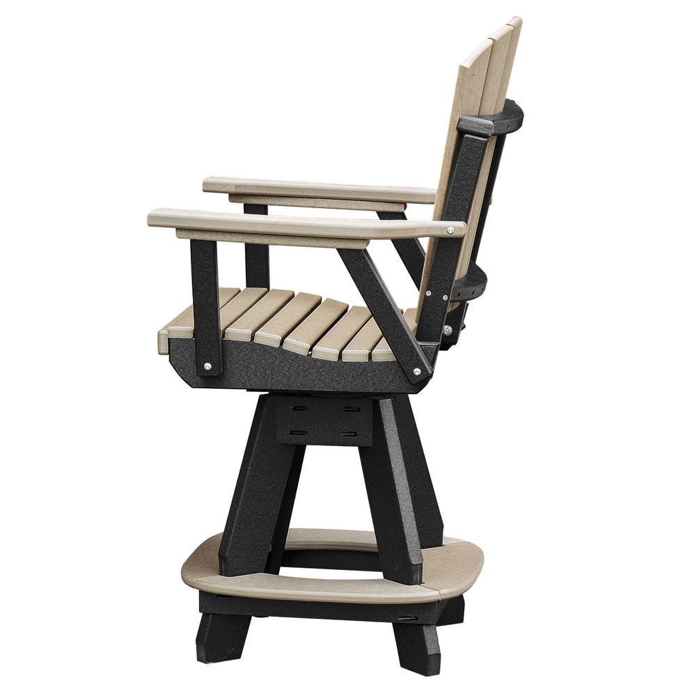 OS Home and Office Model 130-C-WWBK Counter Height Swivel Arm Chair in Weatherwood on a Black Base