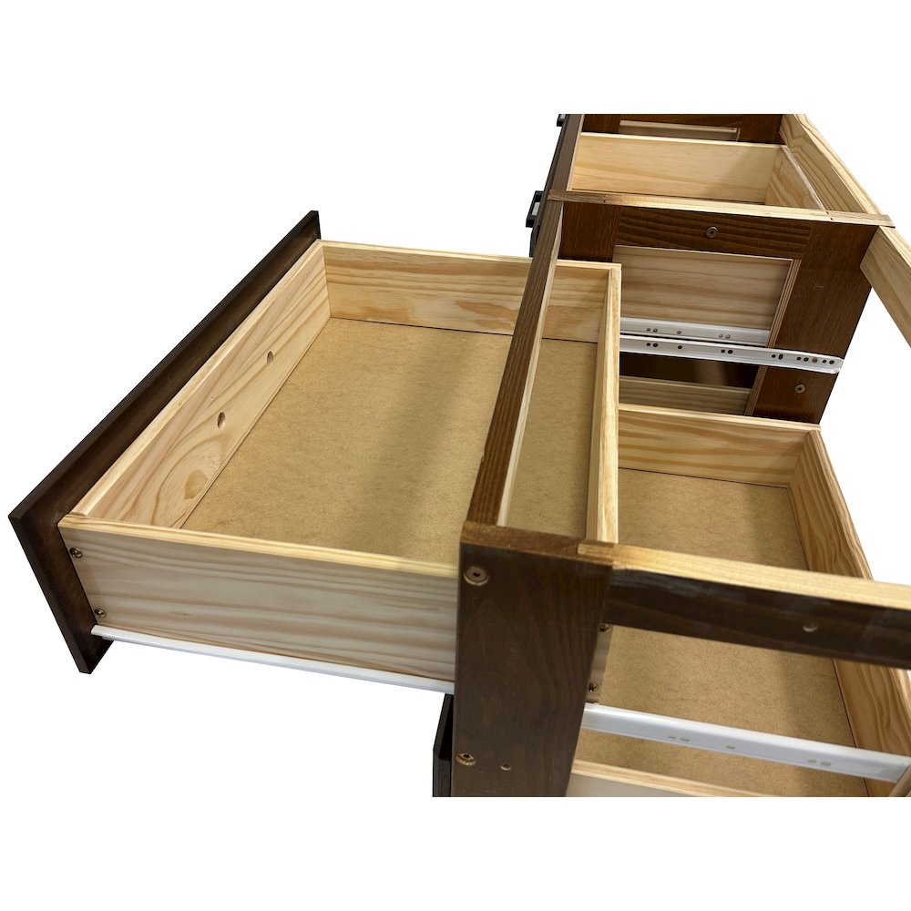 Solid Pine Twin Daybed with 6 Sturdy Drawers in Classic Walnut