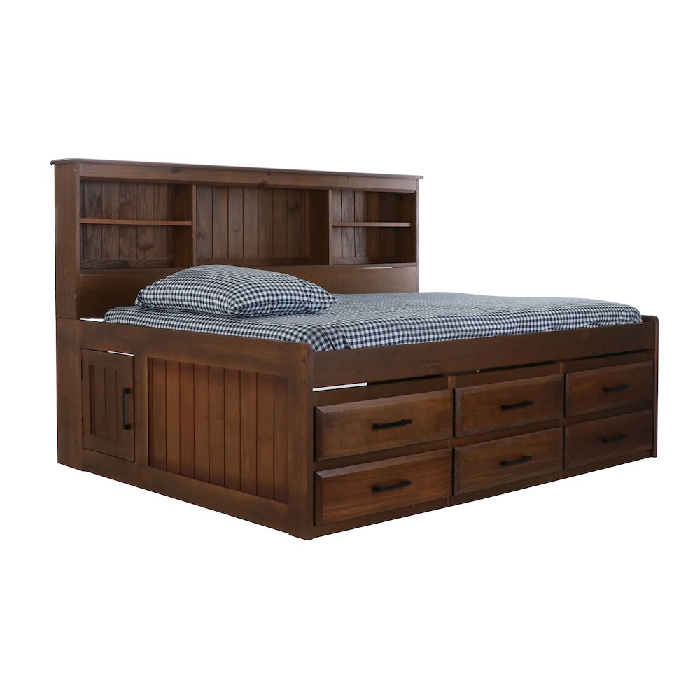 Solid Pine Full Daybed with 6 Sturdy Drawers in Classic Walnut