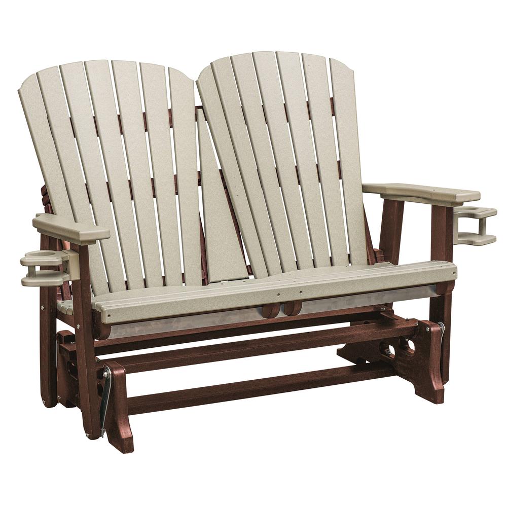 OS Home and Office Dual Fan Back Glider in Weatherwood with a Tudor Brown Base