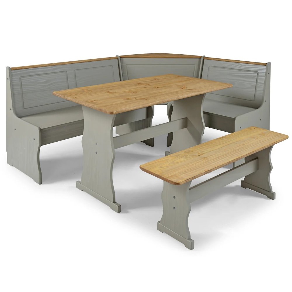 Solid Pine Corner Dining Booth in Corona Gray