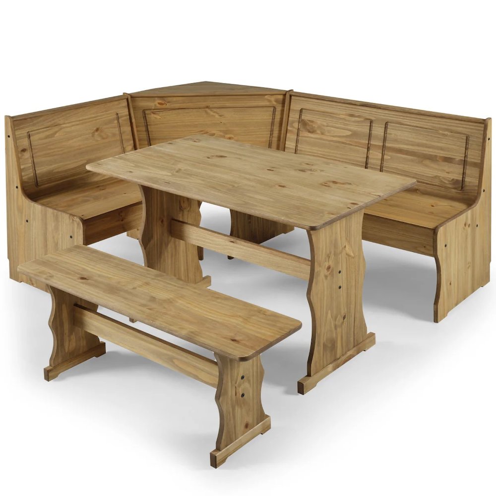 Solid Pine Corner Dining Booth in Corona Brown