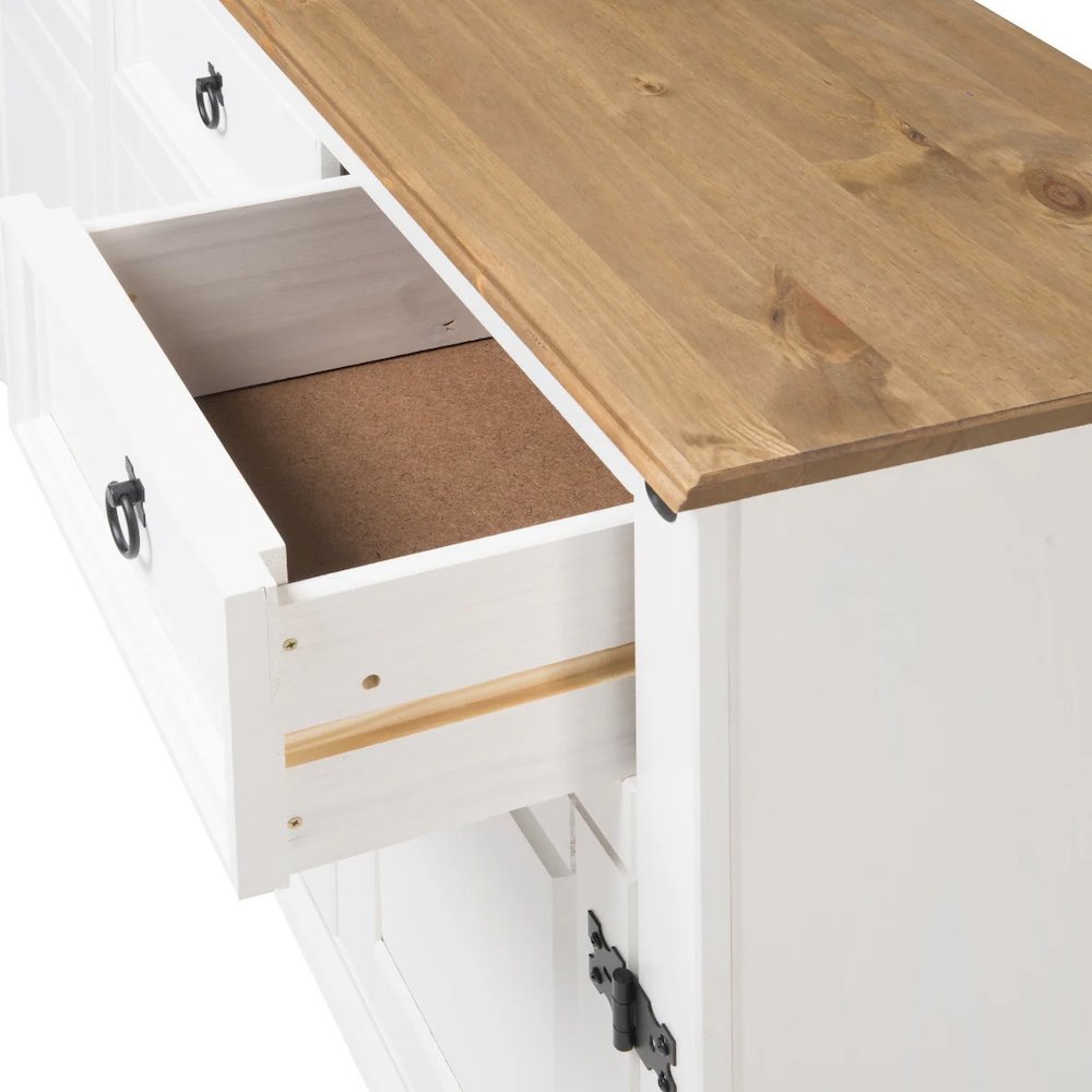 Wood Buffet Sideboard in Distressed White