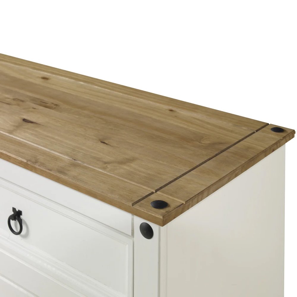 Wood Buffet Sideboard in Distressed White