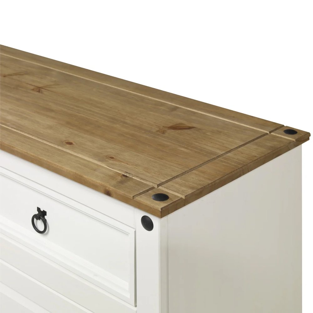Wood Buffet Sideboard in Distressed White