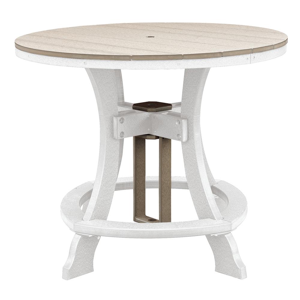 OS Home and Office Model CR130WWWT-K Five Piece Round Counter Height Dining Set in Weatherwood on a White Base
