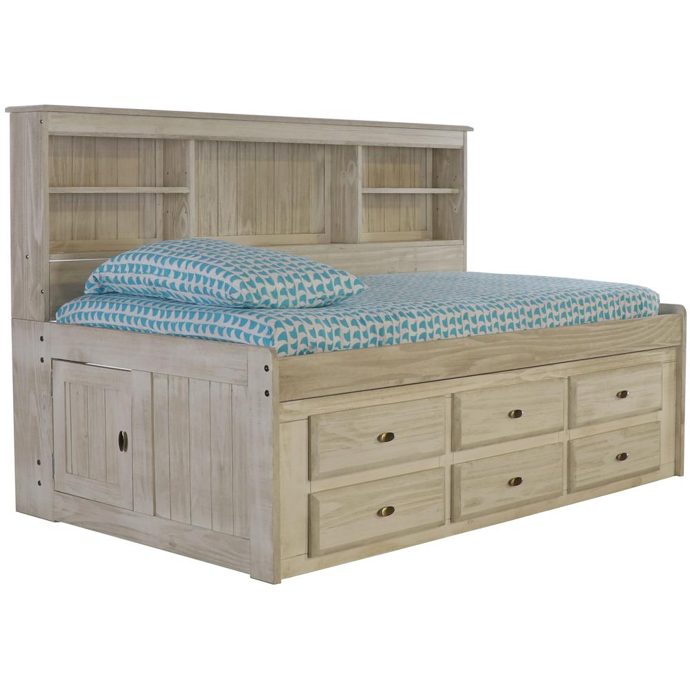 Solid Pine Twin Daybed with Six Drawers in Light Ash