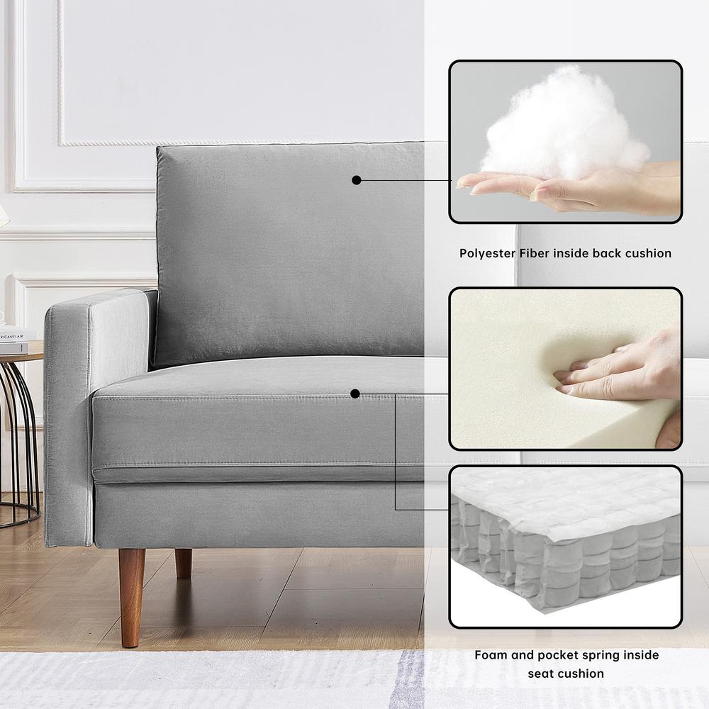 57 Inch Wide Upholstered Two Cushion Loveseat with Square Arms