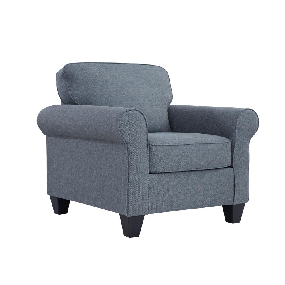 American Furniture Classics Blue Fabric Oversized Chair /w Rolled Arms