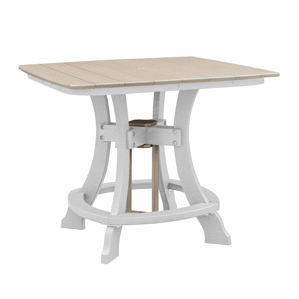 OS Home and Office Model CS130WWWT-K Five Piece Square Counter Height Dining Set in Weatherwood on a White Base