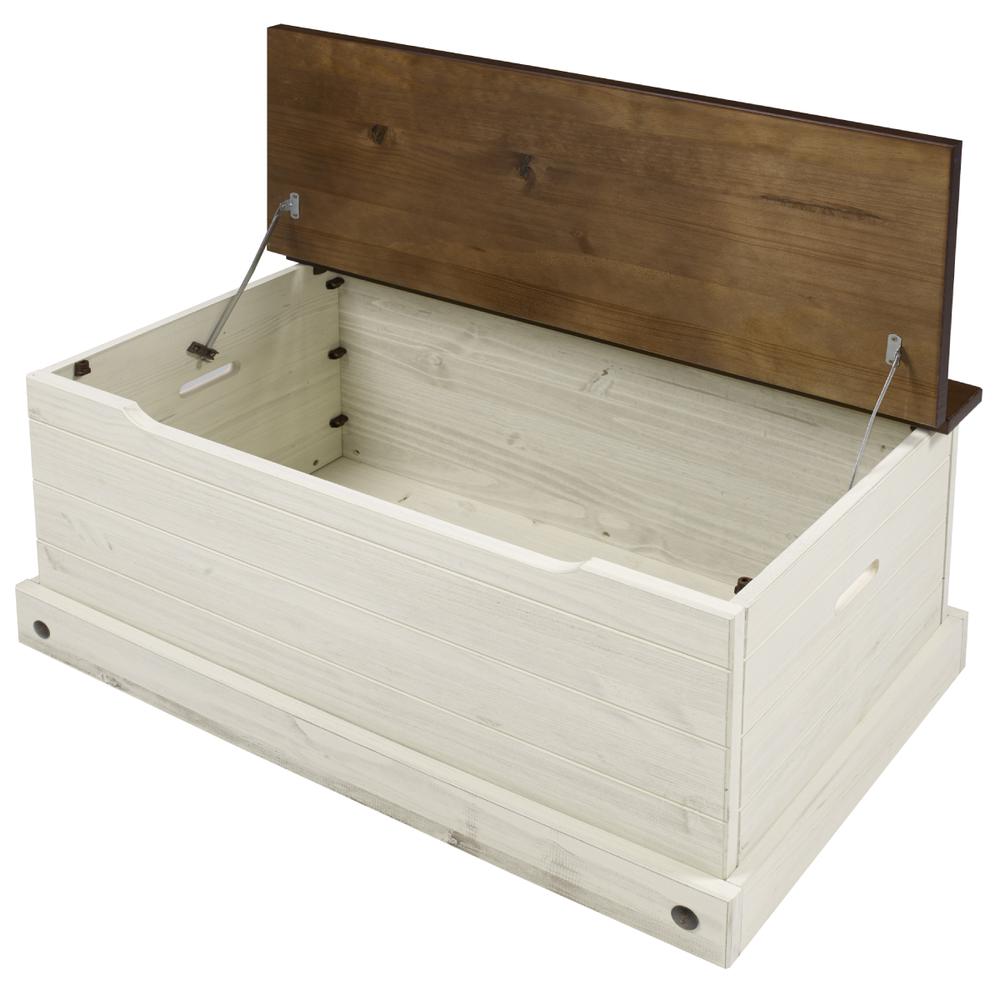 Model CADB440 Cottage Series Wood Storage Trunk in Distressed White