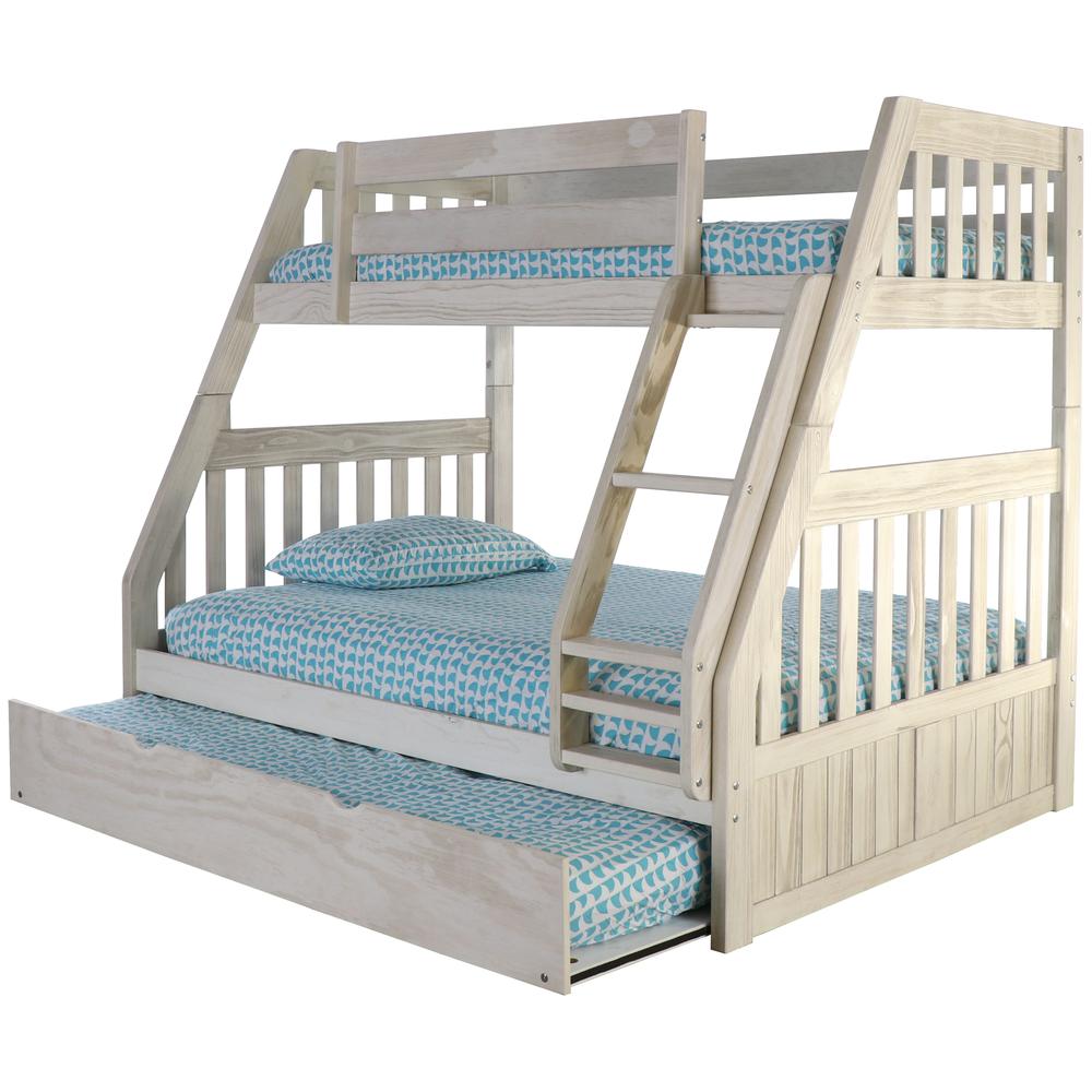 Solid Pine Twin/Full Bunk Bed with Twin Trundle