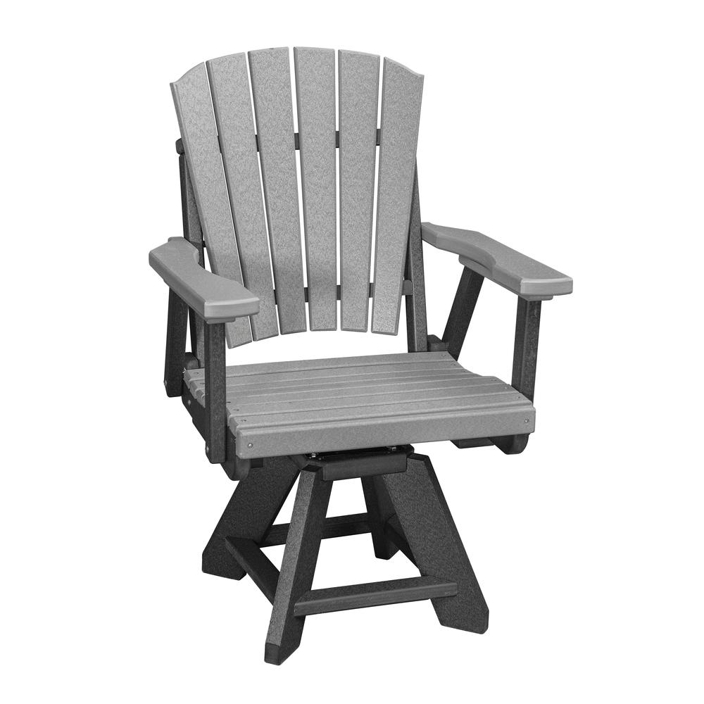 Dining Height Swivel Arm Chair in Light Grey with a Black Base