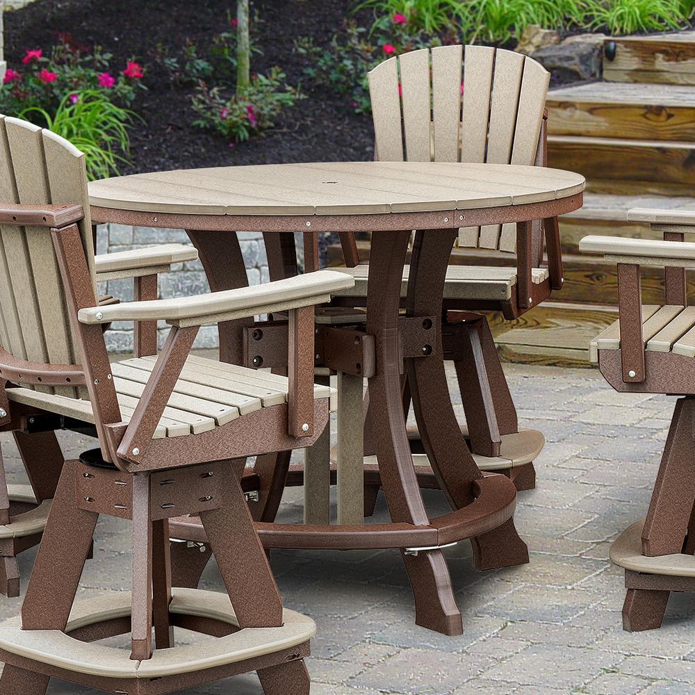 OS Home and Office Model 44R-C-WWTB Counter Height Round Table in Weatherwood with Tudor Brown Base