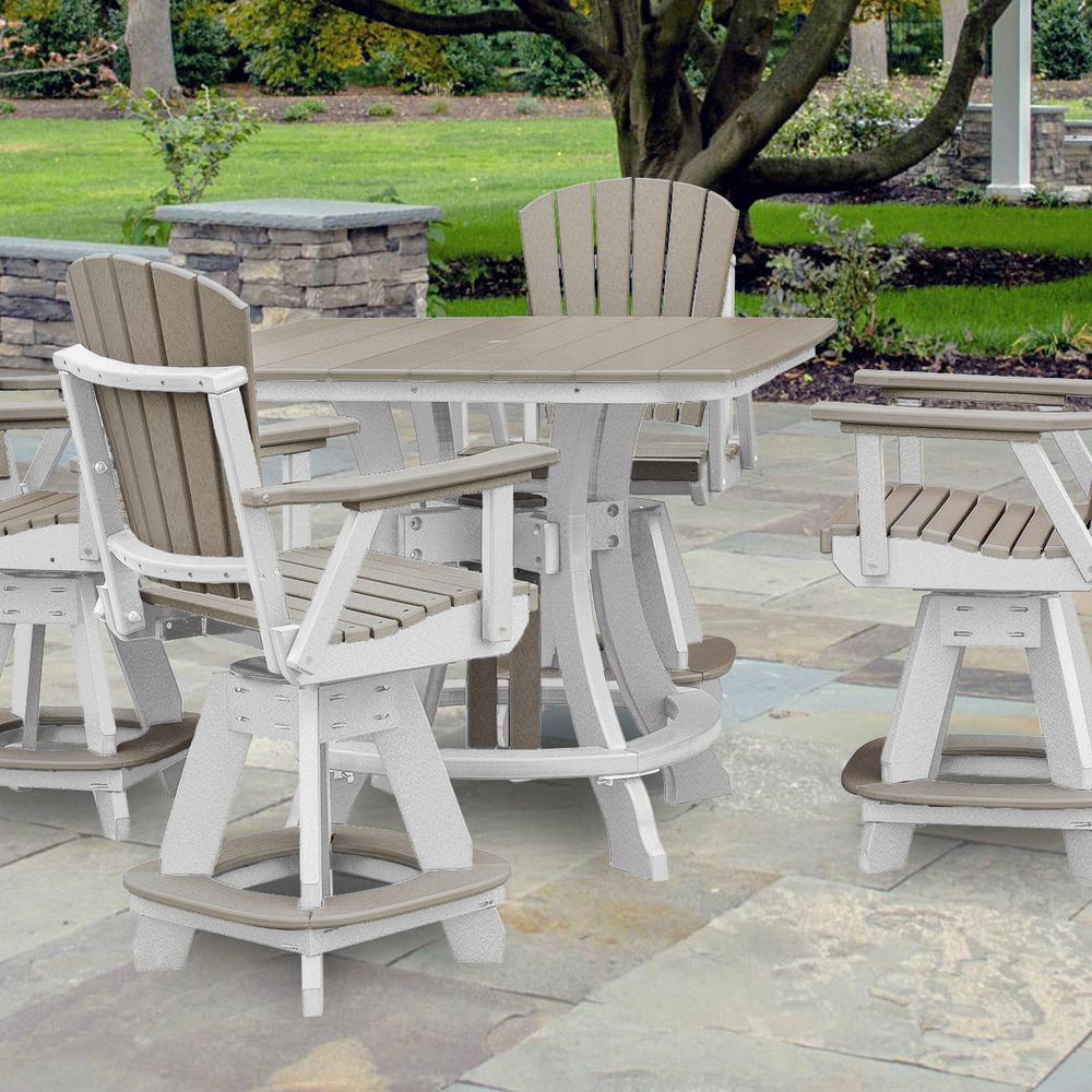OS Home and Office Model 44S-C-WWWT Counter Height Square Table in Weatherwood with White Base