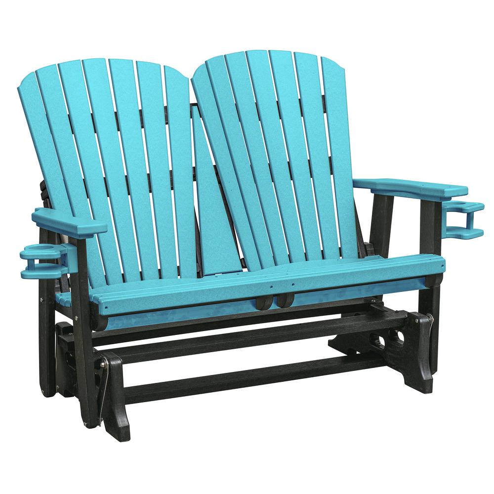 OS Home and Office Dual Fan Back Glider in Aruba Blue with a Black Base