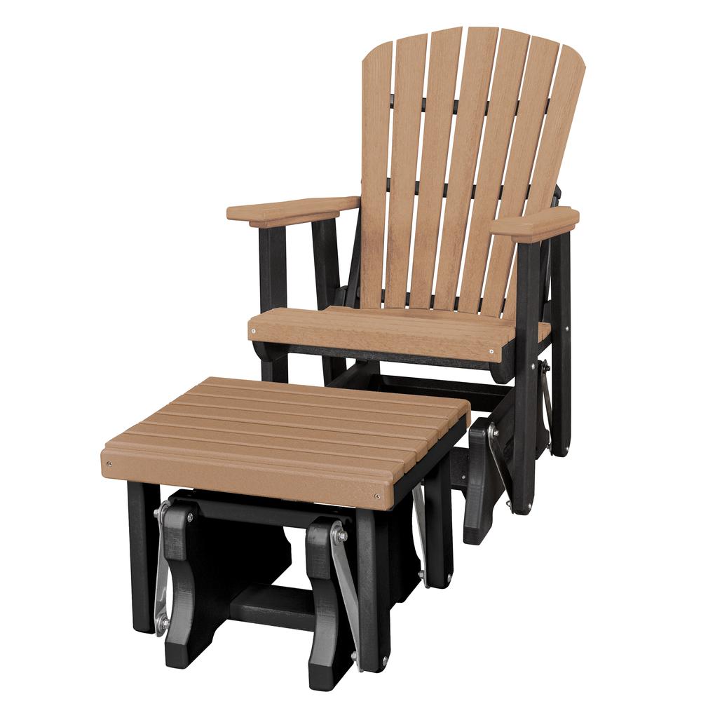 Fan Back Glider and Ottoman Glider in Cedar with a Black Base