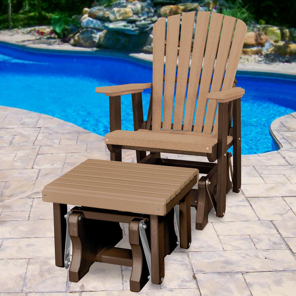 Fan Back Glider and Ottoman Glider in Cedar with a Tudor Brown Base