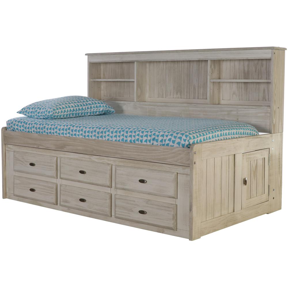 Solid Pine Twin Daybed with Six Drawers in Light Ash