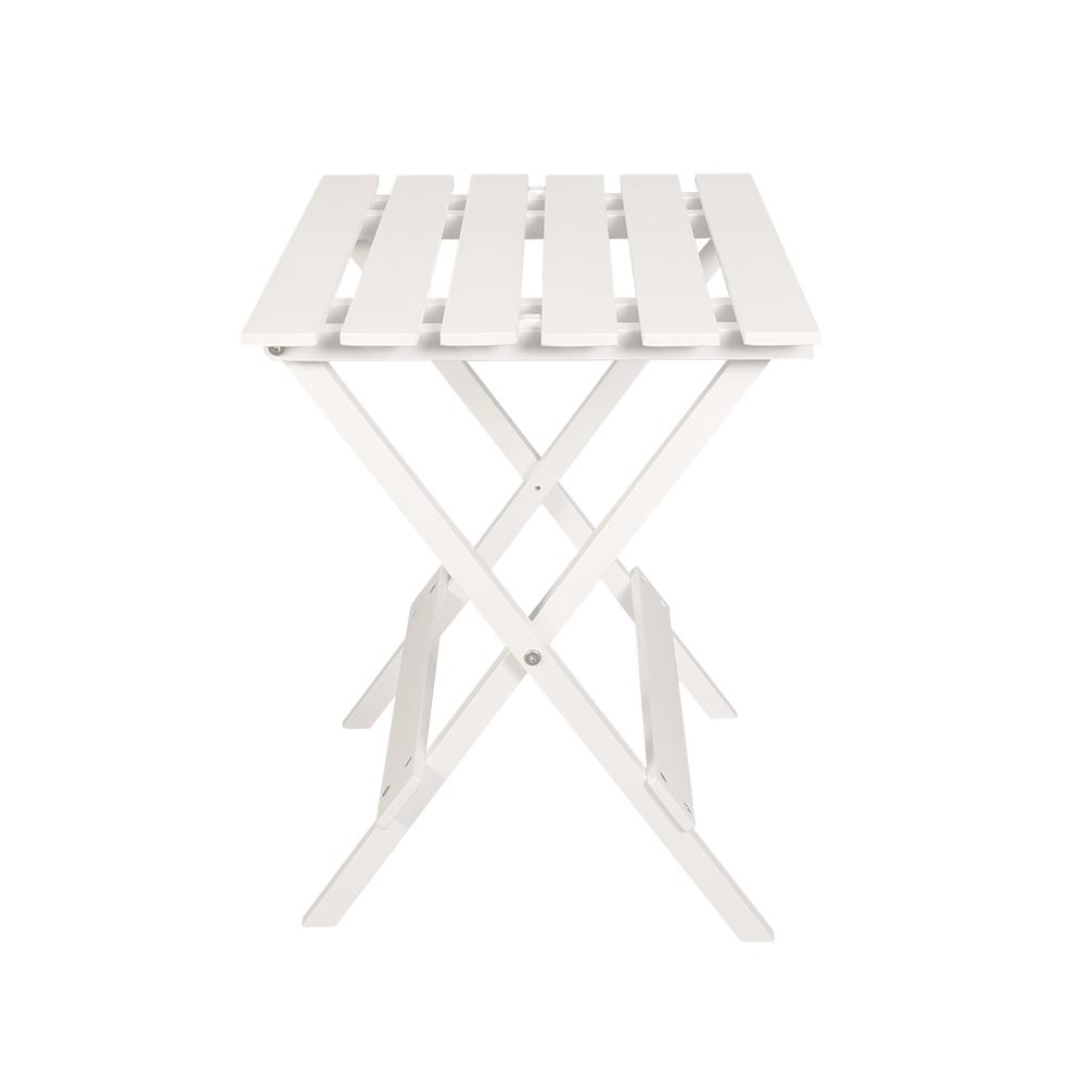 Portable Solid Wood Folding Side Table 2-Piece Set – White