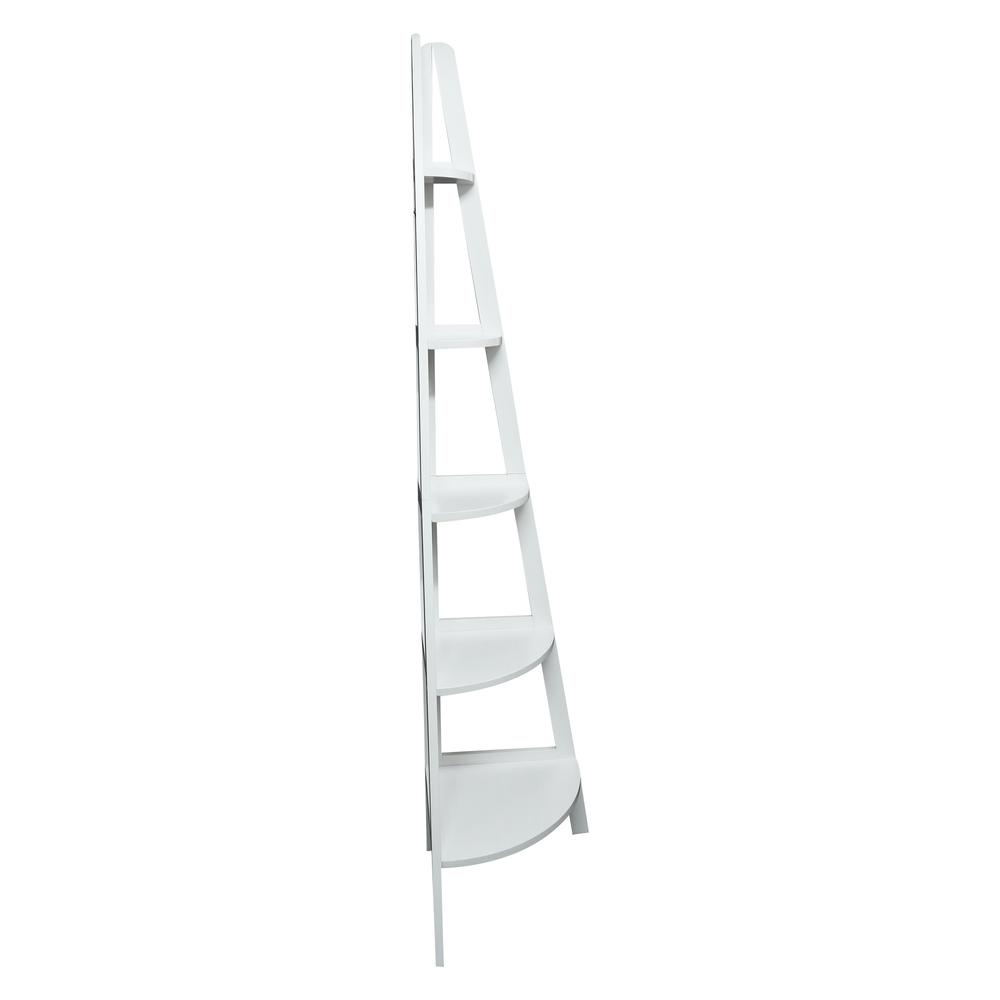 5-Shelf Corner Ladder Bookcase – White