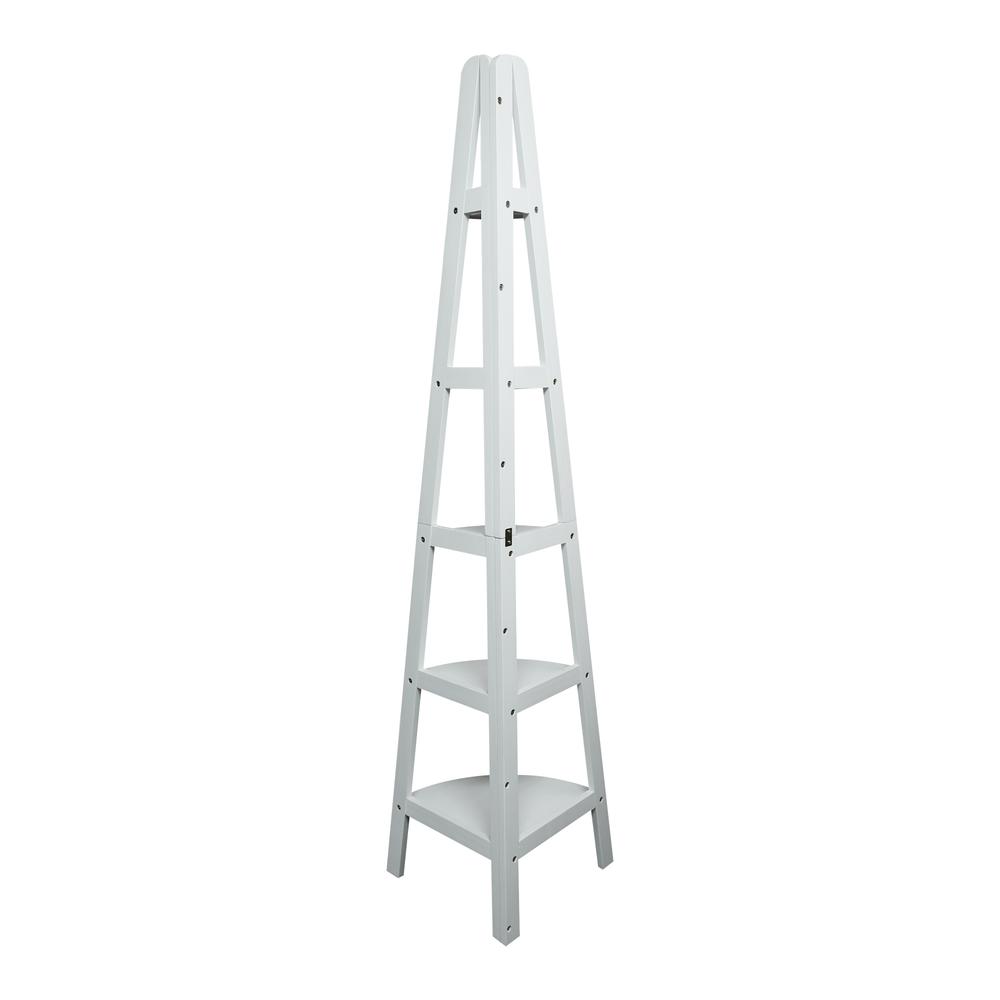 5-Shelf Corner Ladder Bookcase – White