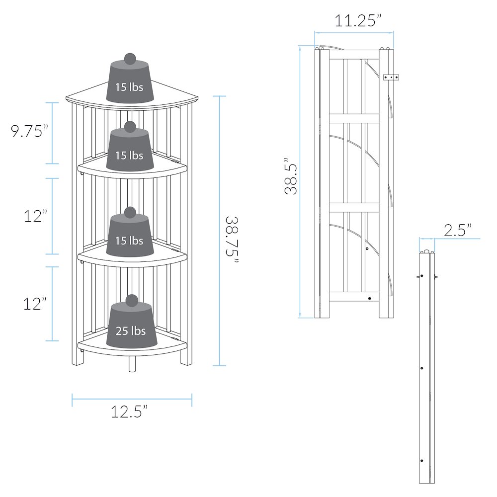 Casual Home Mission 4-Shelf Corner Folding Bookcase