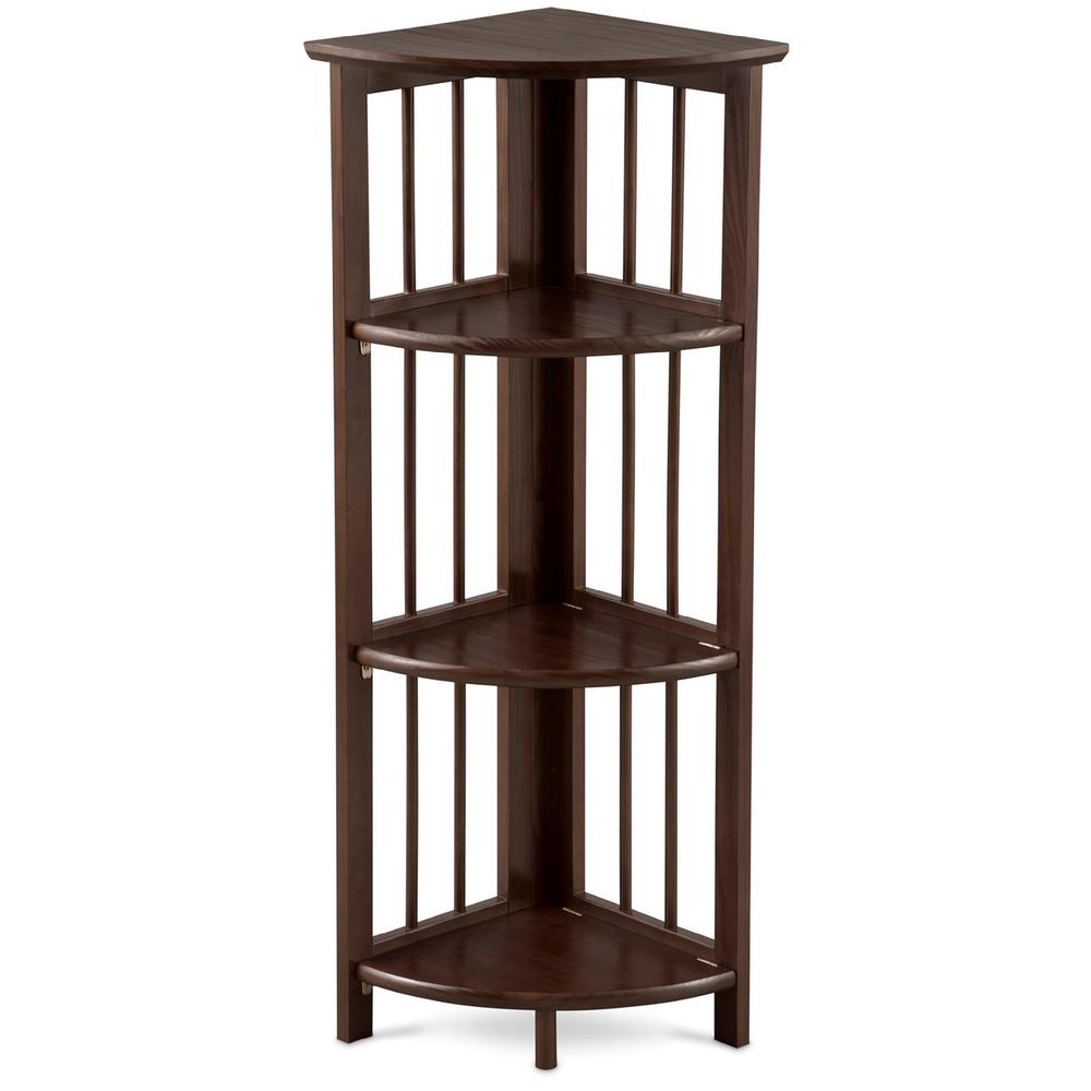 4-Shelf Corner Folding Bookcase – Truffle Brown