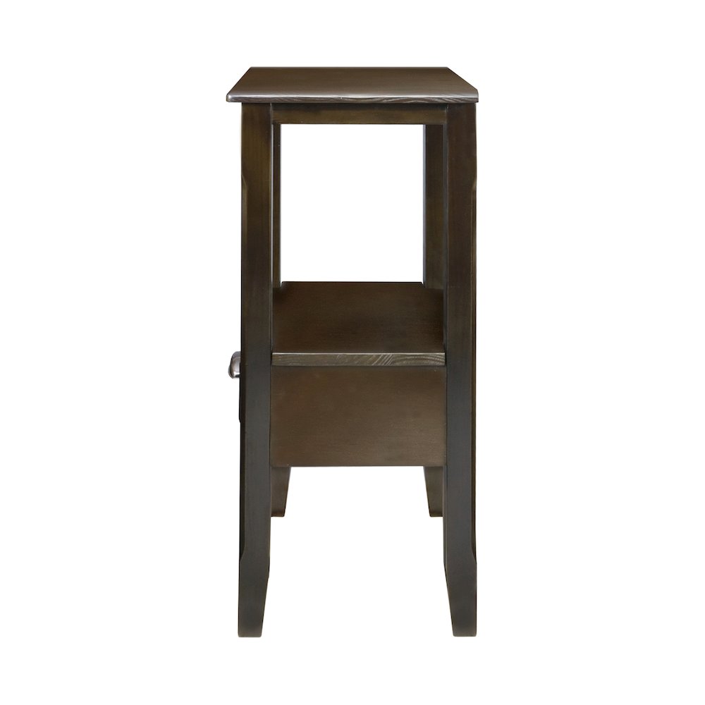 2-Tier Tall Side Table with Drawer – Java