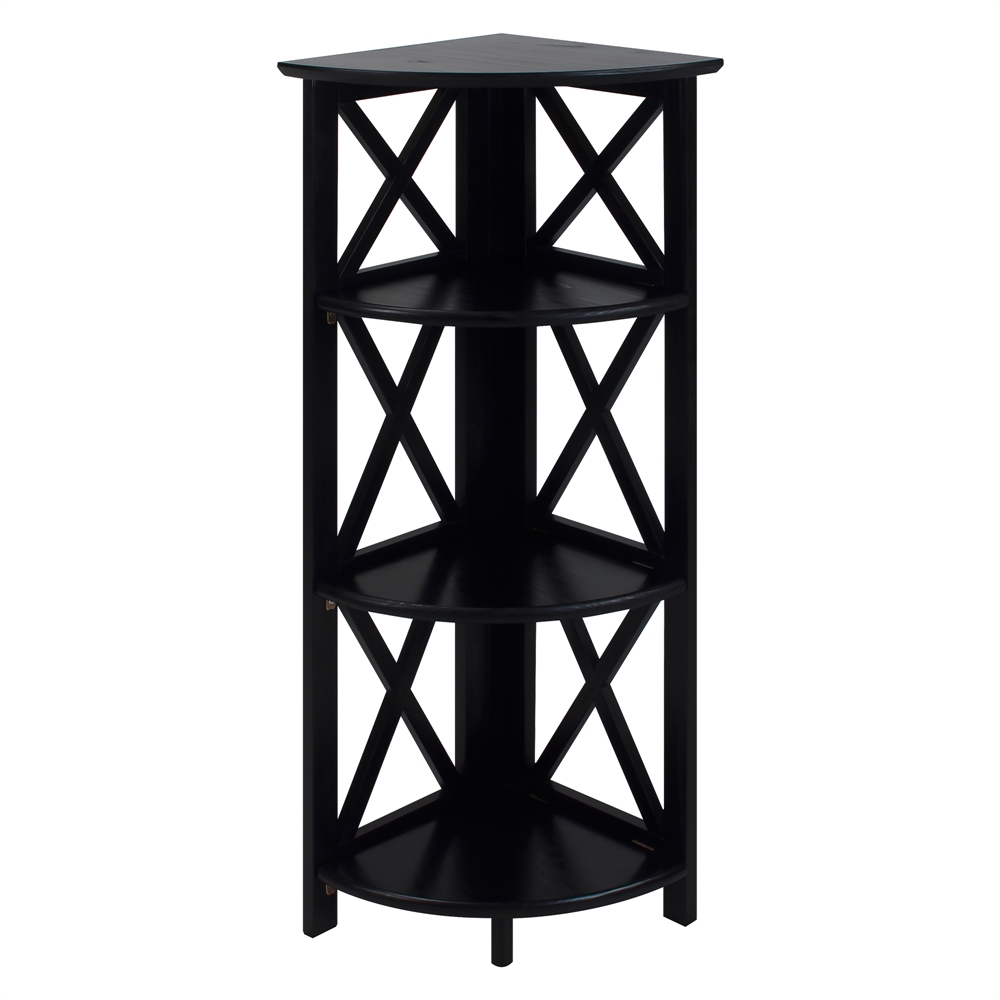 Montego 4-Shelf Corner Folding Bookcase-Black