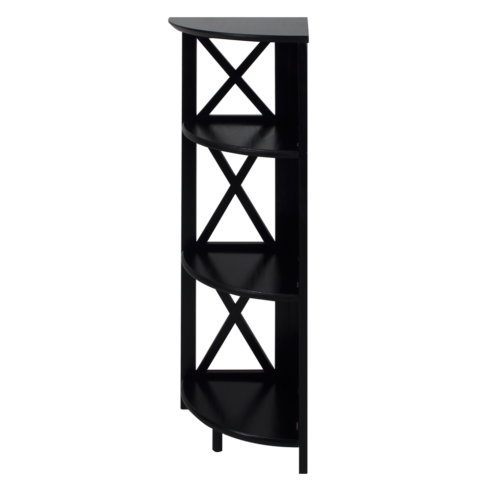 Montego 4-Shelf Corner Folding Bookcase-Black