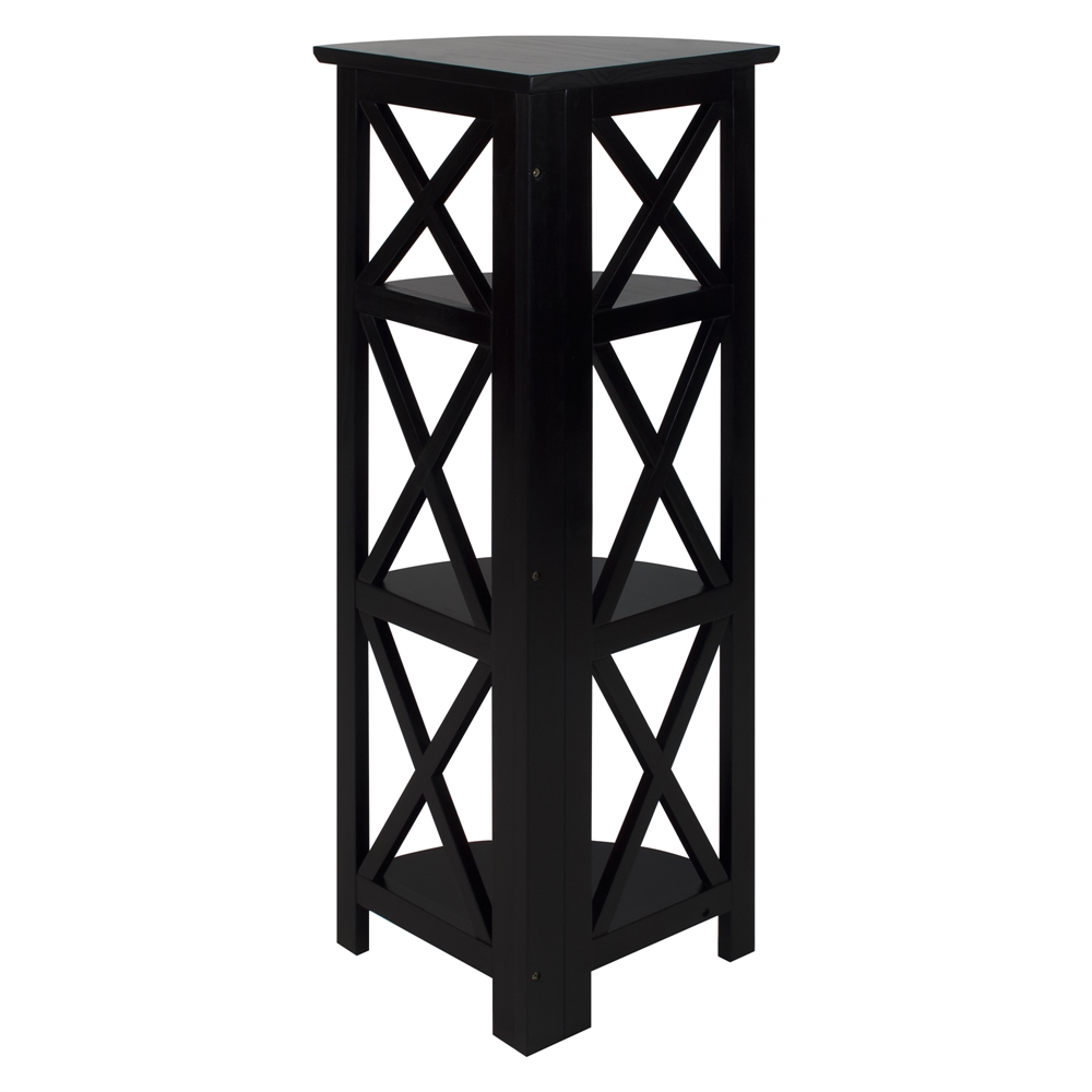 Montego 4-Shelf Corner Folding Bookcase-Black