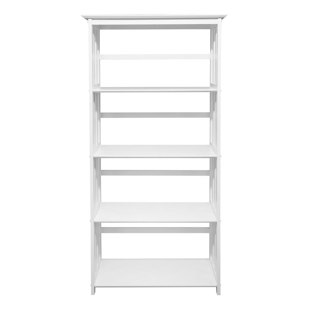 Mission Style 5-Shelf Bookcase – White