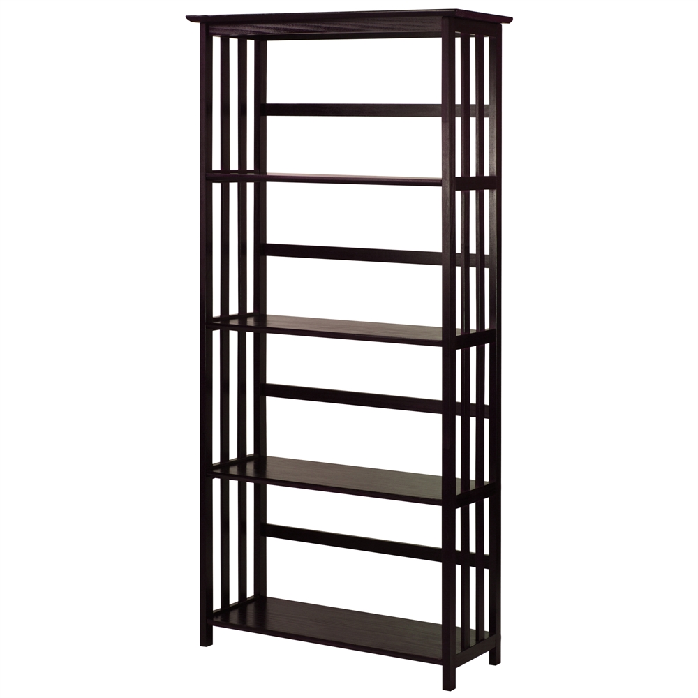 Mission Style 5-Shelf  Bookcase-Espresso