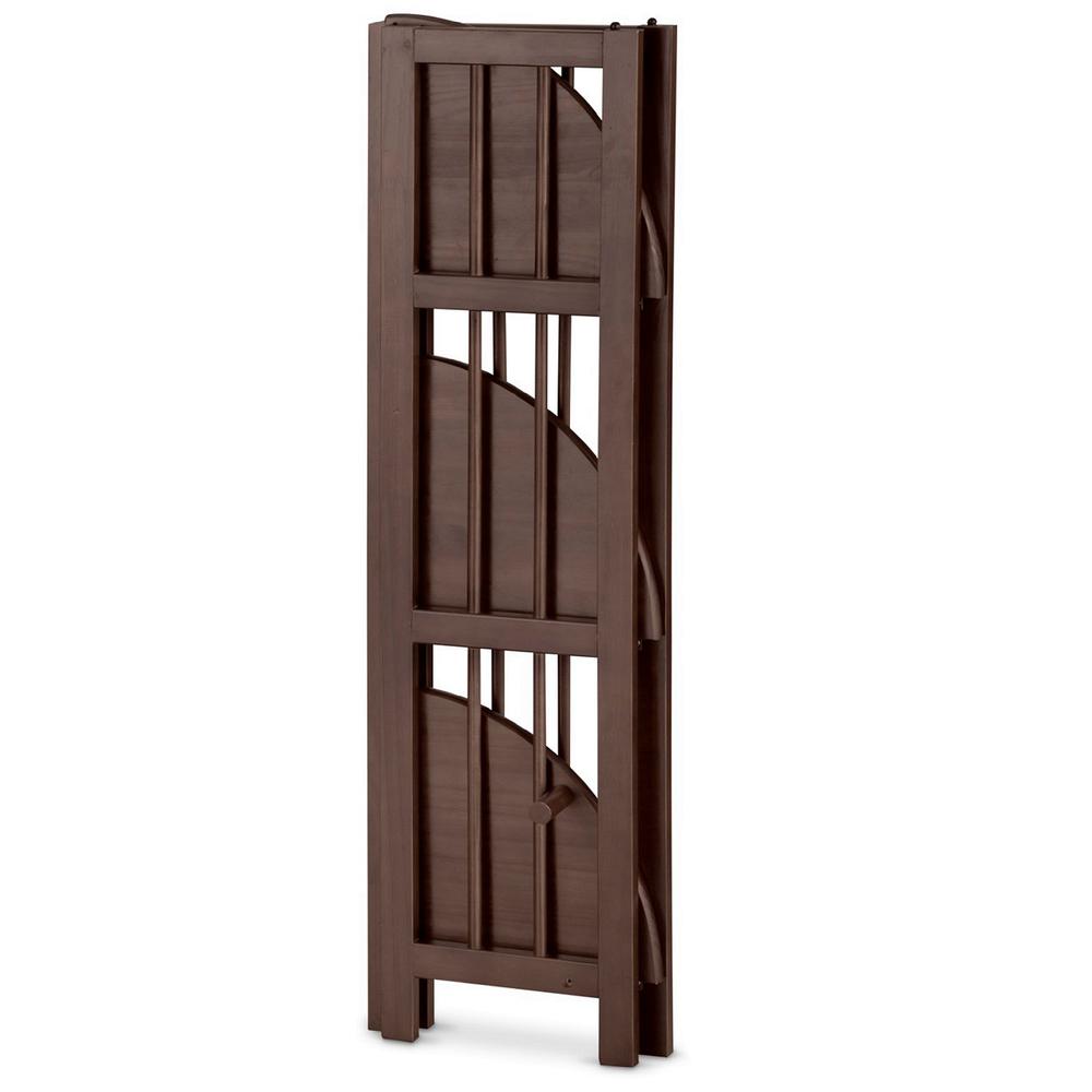 4-Shelf Corner Folding Bookcase – Truffle Brown