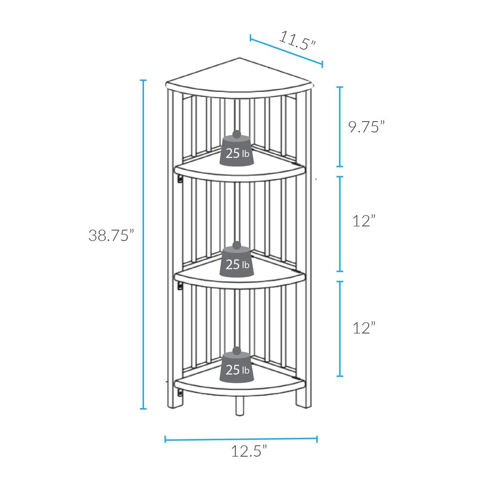 4-Shelf Corner Folding Bookcase – Truffle Brown