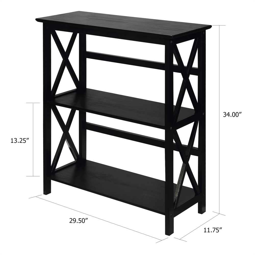 Montego 3-Shelf Bookcase-Black