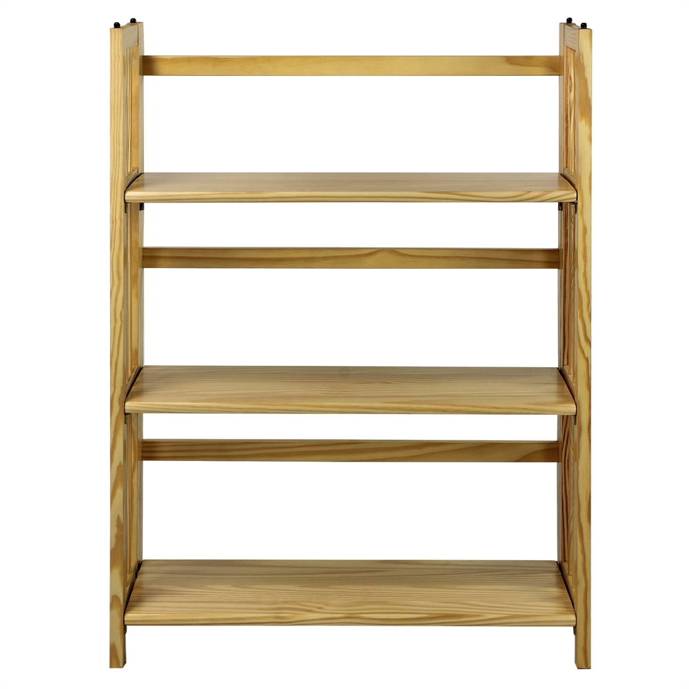 3-Shelf Folding Stackable Bookcase 27.5″ Wide-Natural