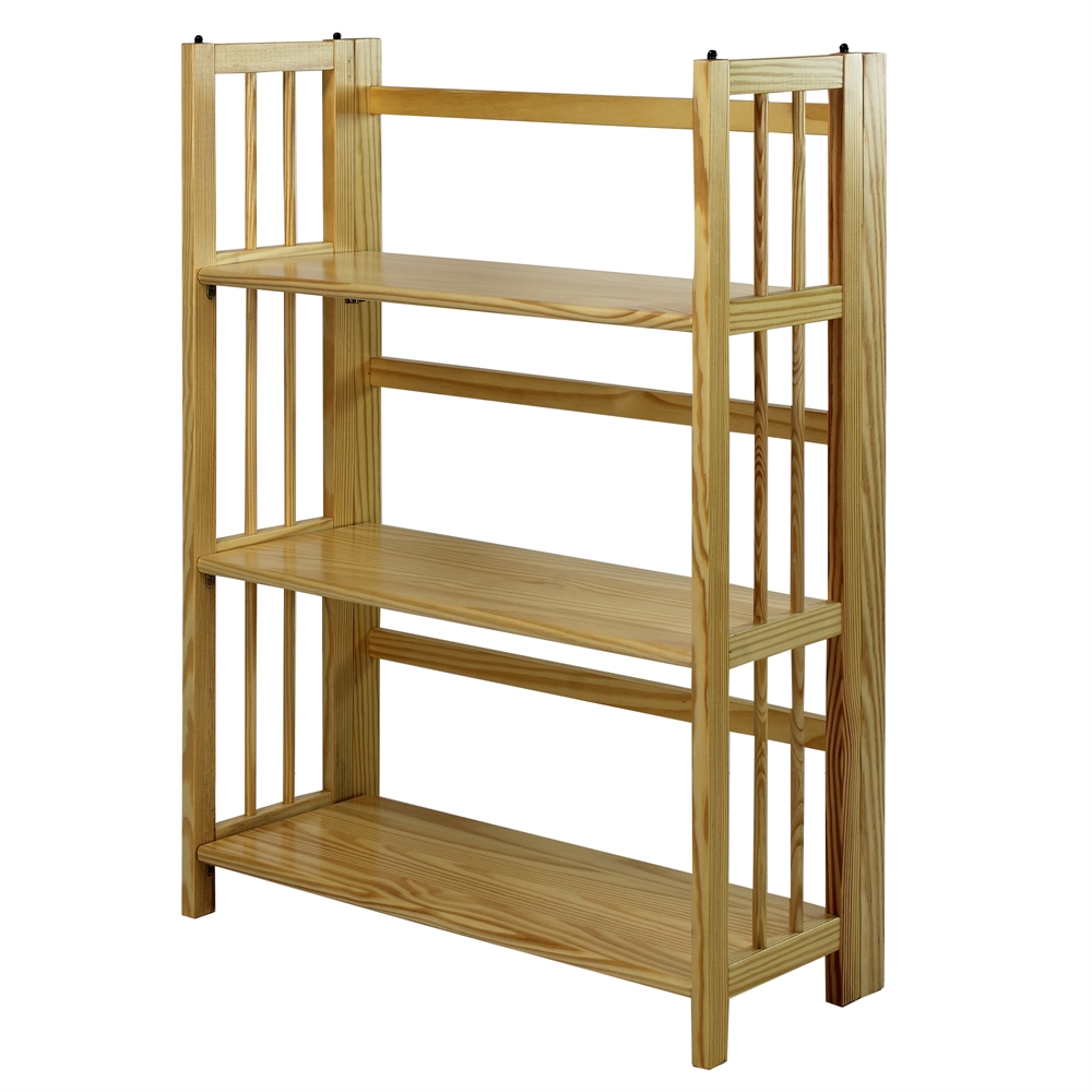 3-Shelf Folding Stackable Bookcase 27.5″ Wide-Natural