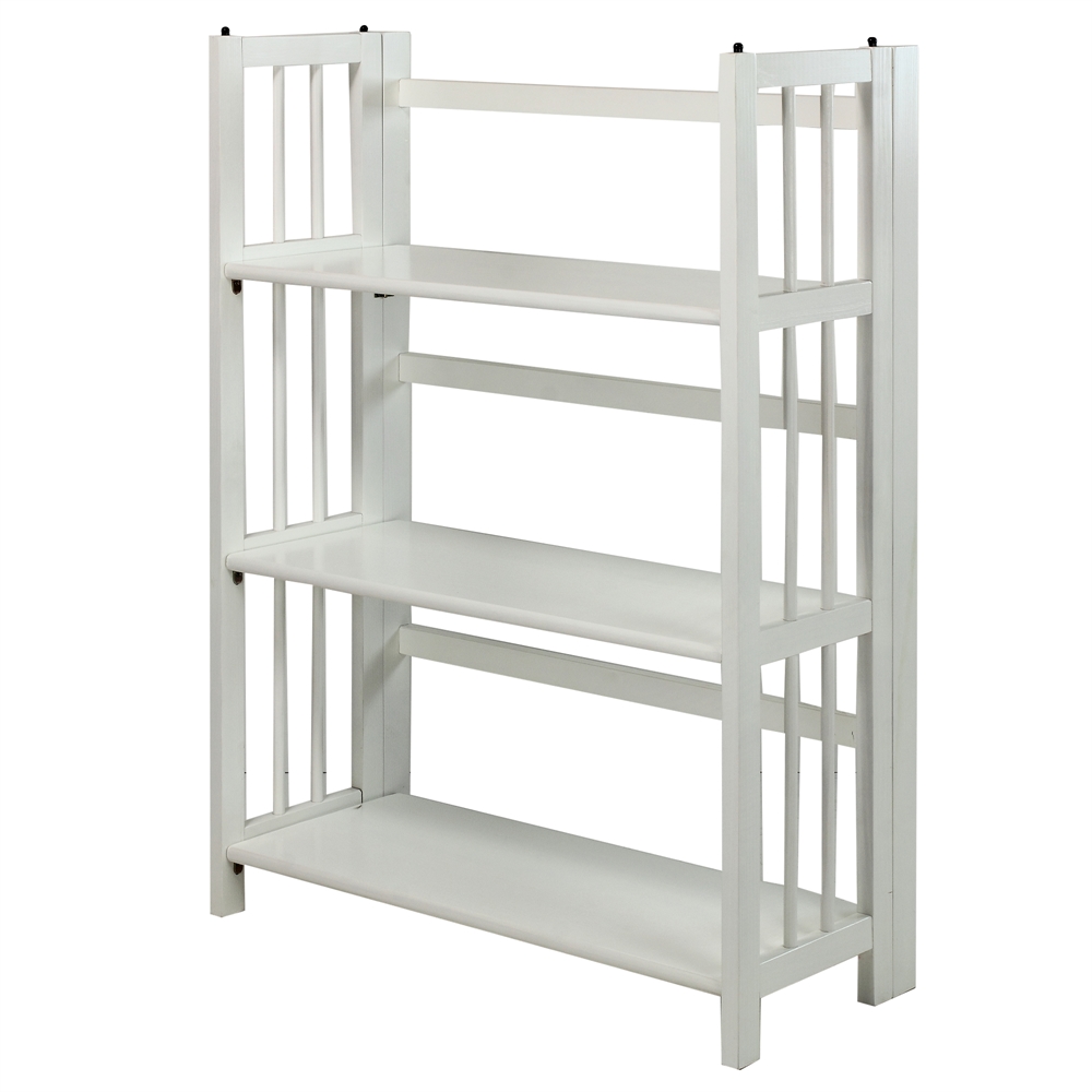 3-Shelf Folding Stackable Bookcase 27.5″ Wide-White