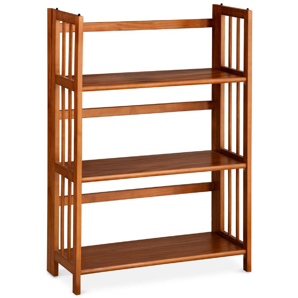 3-Shelf Folding Stackable Bookcase 27.5″ Wide – Chestnut